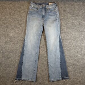 GAP Women Size 4S/27 Two Tone Medium Wash Denim Jeans '70 Flare High Rise Pants